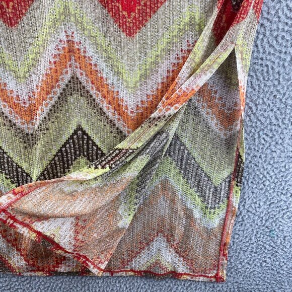 Chicos Dress Womens 3 US Extra Large Orange Multi Chevron Maxi Knit Sleeveless - Picture 5 of 9